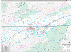 Kingsport-Bristol-Bristol Metro Area Wall Map Premium Style 2026